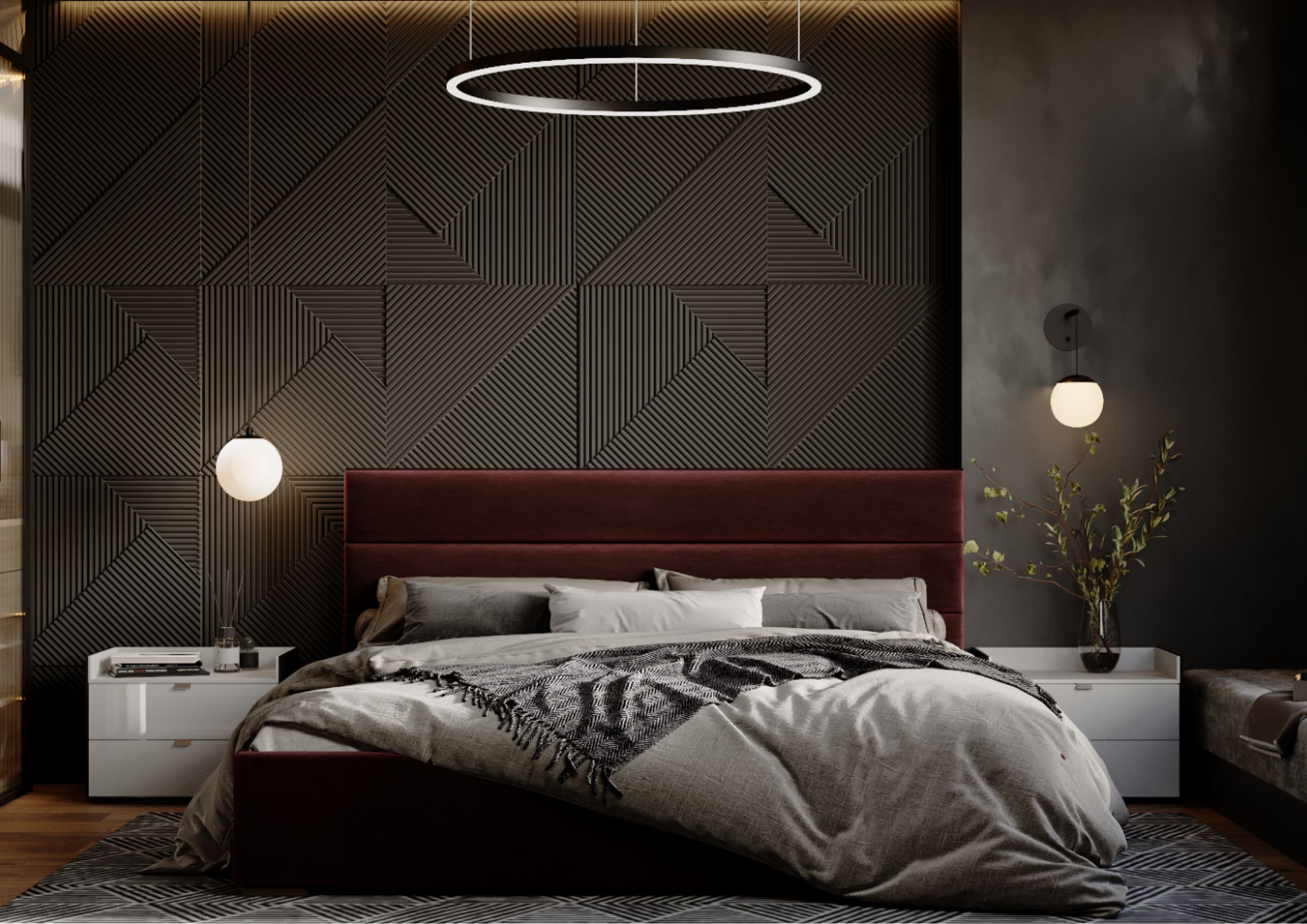 Łóżko tapicerowane pasy poziome